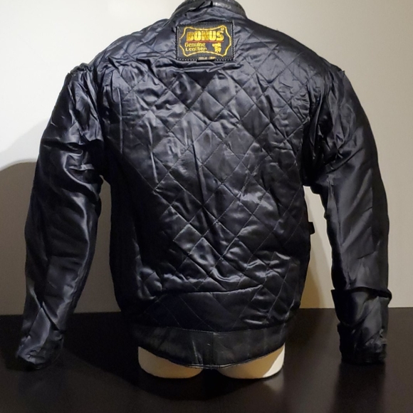 Bonus Leather Padded Double Zip Motorcycle Jacket - Picture 14 of 15
